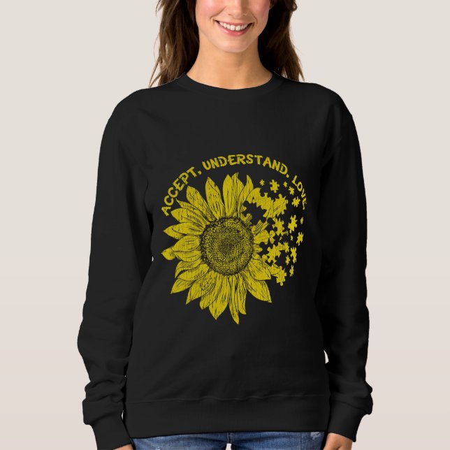 Accept Understand Autistic Kids Support Autism Awa Sweatshirt (Front)