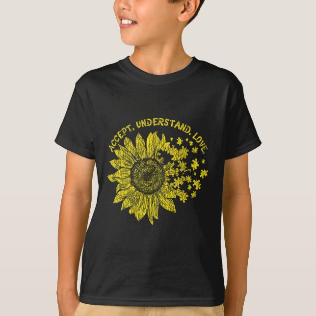 Accept Understand Autistic Kids Support Autism Awa T-Shirt (Front)