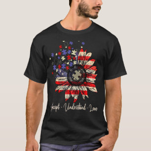 Accept Understand Love American Sunflower Autism A T-Shirt