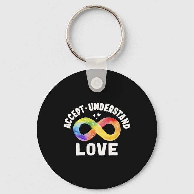 Accept Understand Love Autism Awareness Asd Infini Key Ring (Front)