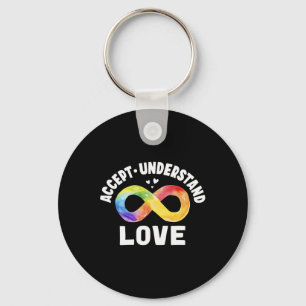 Accept Understand Love Autism Awareness ASD Infini Key Ring