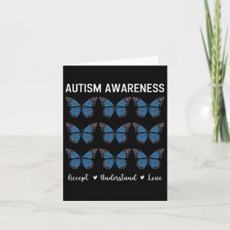Accept Understand Love Autism Awareness Butterfly  Card
