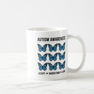 Accept Understand Love Autism Awareness Butterfly  Coffee Mug