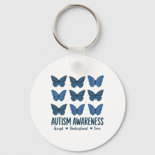 Accept Understand Love Autism Awareness Butterfly Key Ring