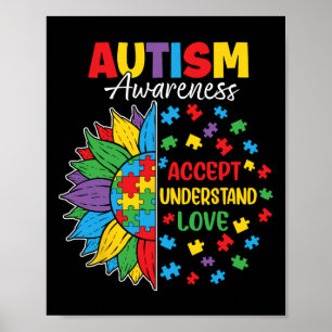 Accept Understand Love Autism Awareness Flower Gif Poster