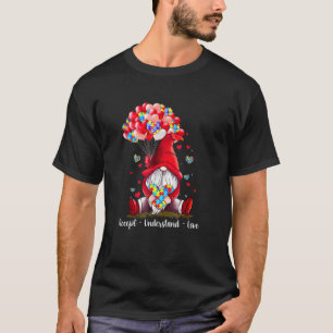 Accept Understand Love Autism Awareness Gnome Vale T-Shirt