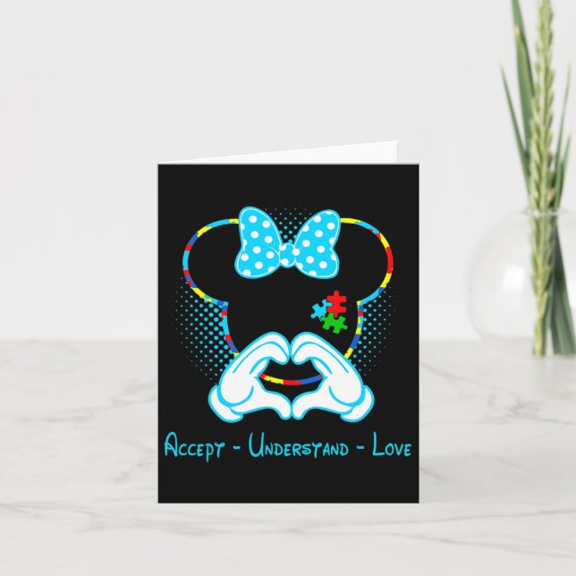 Accept Understand Love Autism Awareness - Mouse Au Card (Front)