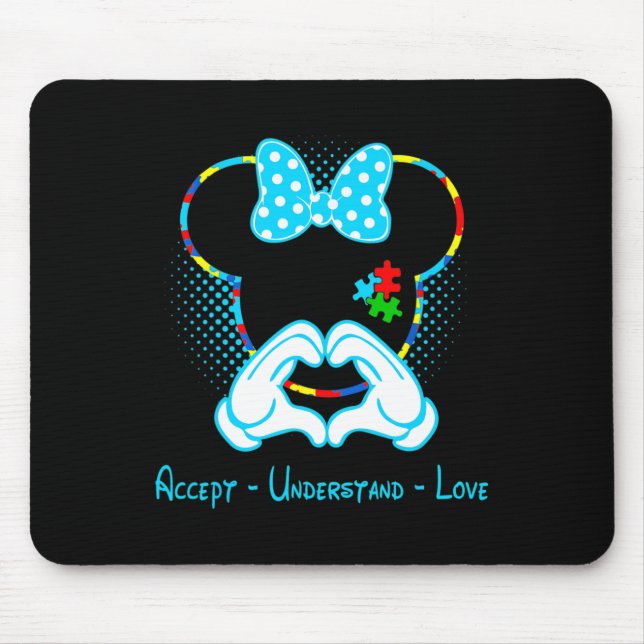 Accept Understand Love Autism Awareness - Mouse Au Mat (Front)