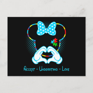 Accept Understand Love Autism Awareness - Mouse Au Postcard