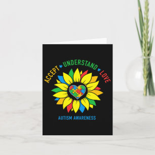 Accept Understand Love Autism Awareness Sunflower  Card