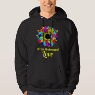 Accept Understand Love Autism Awareness Sunflower Hoodie