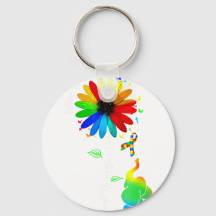 Accept Understand Love Autism Awareness Sunflower  Key Ring