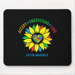 Accept Understand Love Autism Awareness Sunflower  Mouse Mat