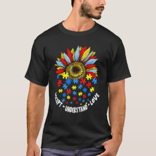 Accept Understand Love Autism Awareness Sunflower T-Shirt