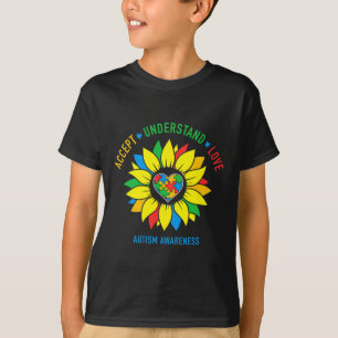 Accept Understand Love Autism Awareness Sunflower T-Shirt