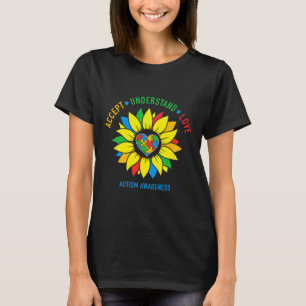 Accept Understand Love Autism Awareness Sunflower T-Shirt