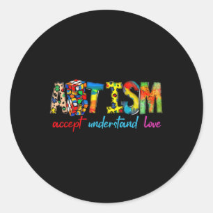 Accept Understand Love Autism Awareness Support Fo Classic Round Sticker