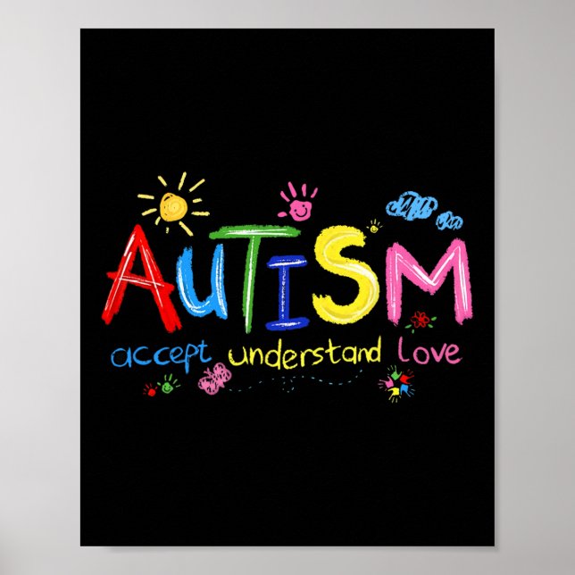 Accept Understand Love Autism Awareness Support Fo Poster (Front)
