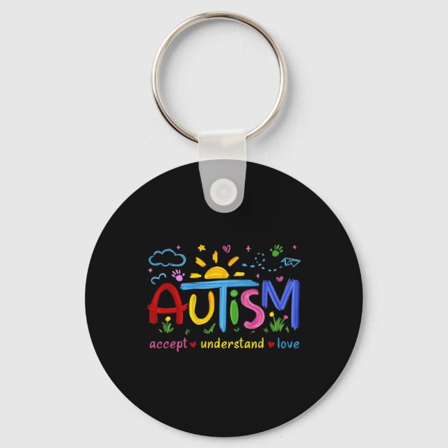 Accept Understand Love Autism Awareness Support  Key Ring (Front)