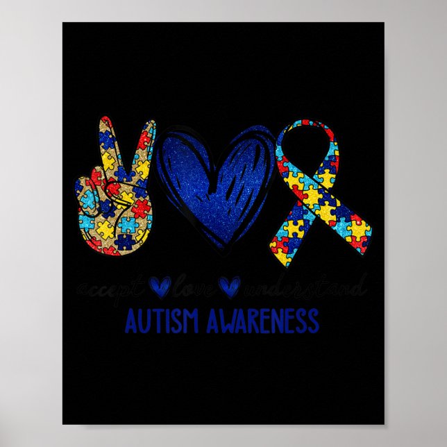 Accept Understand Love Autism Awareness T-Shirt Au Poster (Front)