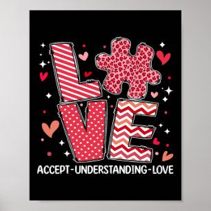 Accept Understand Love Autism Awareness Valentine' Poster