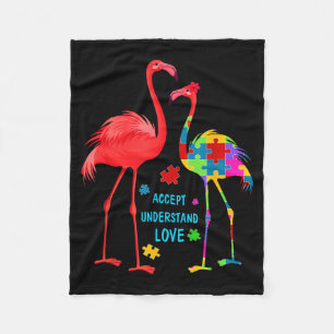 Accept understand love autism flamingo puzzle boys fleece blanket