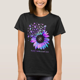 Accept Understand Love Autism Purple Hologram Sunf T-Shirt
