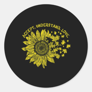 Accept Understand Love Autistic Kids Support Autis Classic Round Sticker