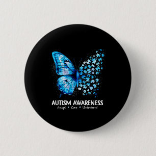 Accept Understand Love Butterfly Autism Awareness  6 Cm Round Badge