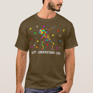 Accept Understand Love Dabbing Skeleton Autism Awa T-Shirt