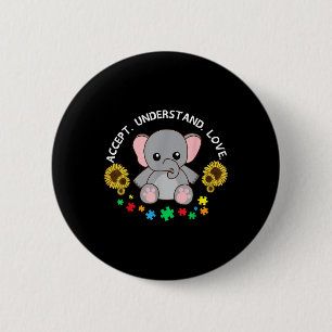Accept Understand Love Elephant Cool Autism Awaren 6 Cm Round Badge