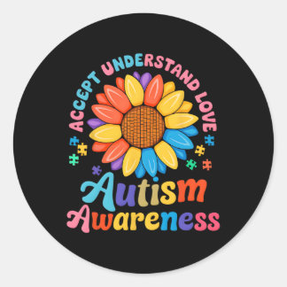 Accept Understand Love Funny Neurodiversity April  Classic Round Sticker