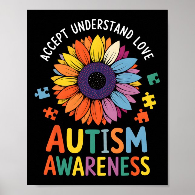 Accept Understand Love Funny Neurodiversity April  Poster (Front)