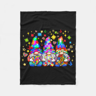 Accept Understand Love Gnome Autism Awareness Supp Fleece Blanket