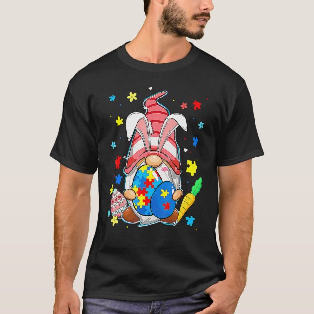 Accept Understand Love Gnome Easter Day Autism Awa T-Shirt (Front)
