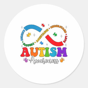 Accept Understand Love Heart Infinity Autism Aware Classic Round Sticker