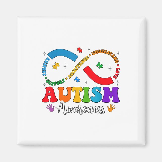 Accept Understand Love Heart Infinity Autism Aware Magnet (Front)