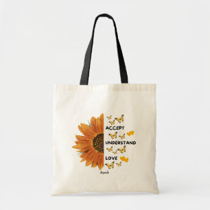 Accept, Understand, Love Motivational Quotes Name  Tote Bag