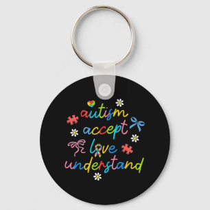 Accept Understand Love Neurodiversity Bow Autism Key Ring