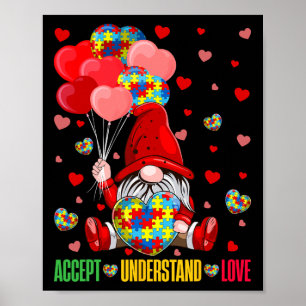 Accept Understand Love Puzzle Autism Heart Gnome V Poster