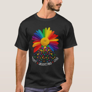 Accept Understand Love Puzzle Daisy Flower Autism T-Shirt