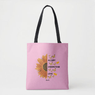 Accept Understand Love Quotes Personalised Name Tote Bag