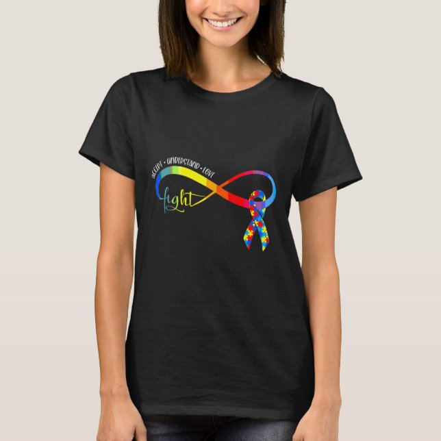 Accept Understand Love Ribbon Puzzle Fight Autism  T-Shirt (Front)