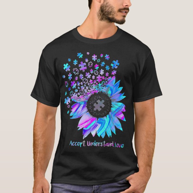 Accept Understand Love Sunflower Autism  (2) T-Shirt (Front)