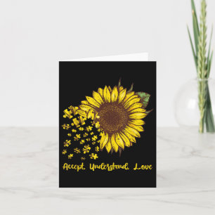 Accept Understand Love Sunflower Autism Awareness Card