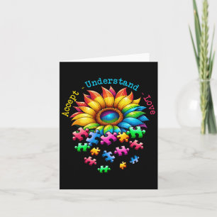 Accept Understand Love Sunflower Autism Awareness Card