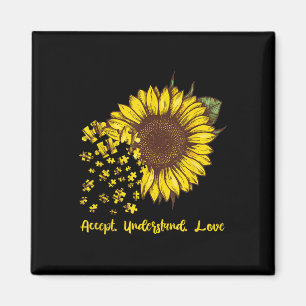 Accept Understand Love Sunflower Autism Awareness Magnet
