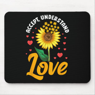 Accept Understand Love Sunflower Autism Awareness Mouse Mat