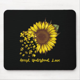 Accept Understand Love Sunflower Autism Awareness Mouse Mat
