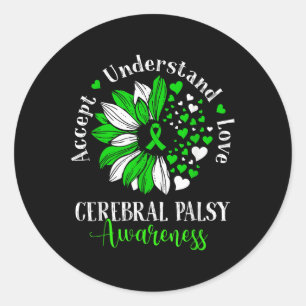 Accept Understand Love Sunflower Cerebral Palsy Cp Classic Round Sticker